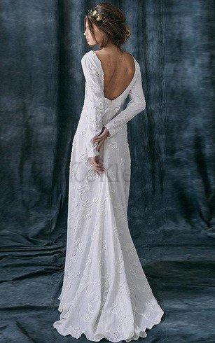 Etui Lange Ärmeln Einfaches Brautkleid mit Tiefem V Ausschnitt mit Reißverschluss