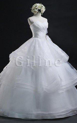 Abito da Sposa con Piega in Organza Semplice in Pizzo Ball Gown