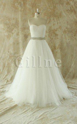 Abito da Sposa Cuore Schiena Nuda con Increspature Senza Maniche Senza Spalline