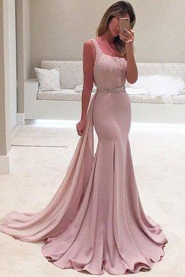 Robe de soirée avec sans manches énergique de sirène de lotus de traîne courte