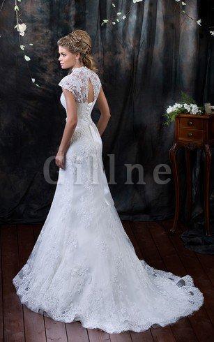 Abito da Sposa Coda A Strascico Corto V-Scollo in Pizzo con Applique Sensuale