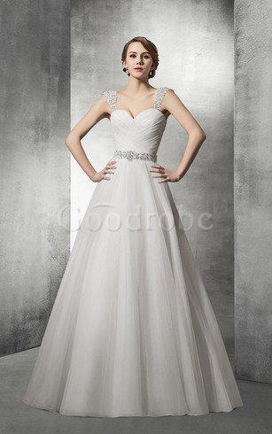 Robe de mariée sage charmeuse fermeutre eclair avec perle de col en cœur