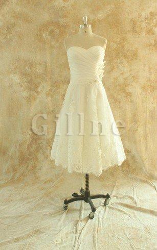 Abito da Sposa Cuore in Pizzo con Criss cross A Line Semplice