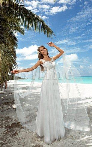 Abito da Sposa a Spiaggia Semplice Allacciato A Line con Applique