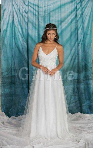 Abito da Sposa Senza Maniche Vintage in Tulle A Line Semplice