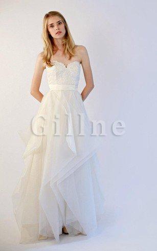 Abito da Sposa Naturale Senza Maniche Cuore A Line in Organza