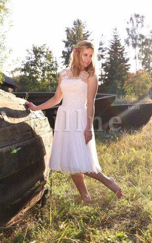 Abito da Sposa con Piega Allacciato Cuore in Chiffon A Line