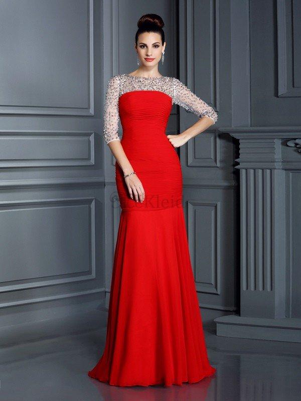 Chiffon Empire Taille Bodenlanges Sittsames Ballkleid