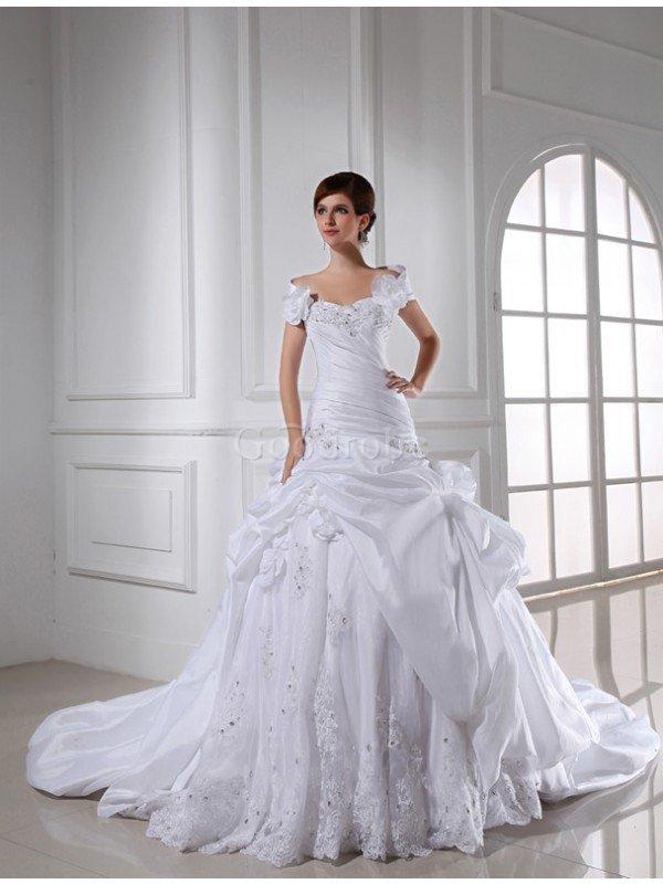 Robe de mariée longue cordon de col en cœur avec sans manches