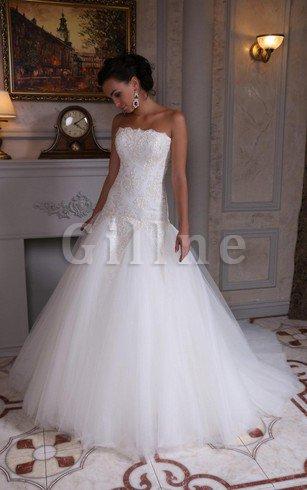 Abito da Sposa in Tulle Senza Maniche con Applique Senza Spalline Cerniera