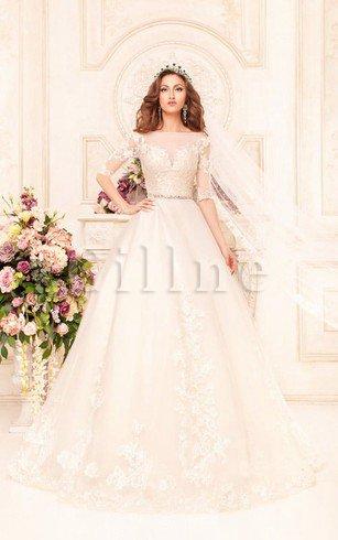 Abito da Sposa Ball Gown Profondo V scollo Lunghi con Applique Largo