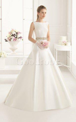 Robe de mariée longue naturel formelle intemporel manche nulle