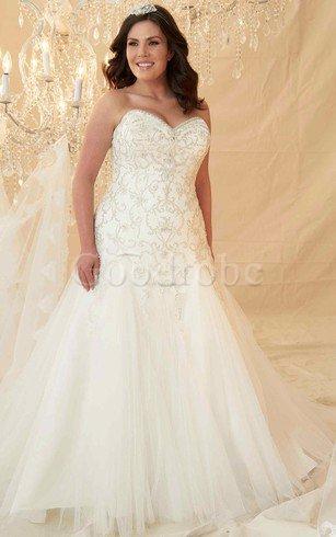 Robe de mariée a ligne en tulle cordon lache col en forme de cœur