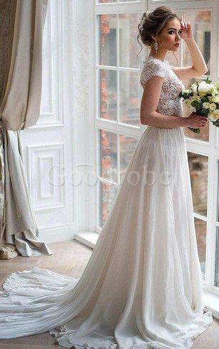 Robe de mariée facile attirent  pice avec décoration dentelle de traîne mi longue