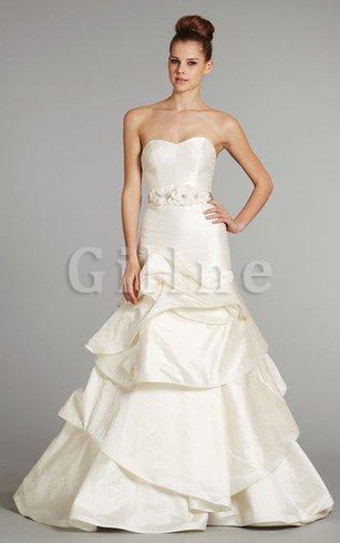 Abito da Sposa Senza Spalline con Nastro Schiena Nuda A Line con Perline