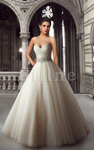 Abito da Sposa A Terra Ball Gown Naturale Senza Strap in Organza