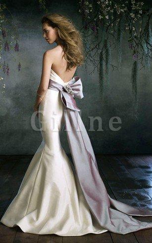 Abito da Sposa in Taffeta Sirena Naturale con Fiocco Schiena Nuda