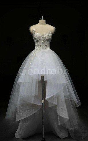 Robe de mariée manche nulle au bord de la mer textile en tulle trou de serrure haut bas