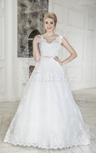 Robe de mariée naturel longue cordon avec nœud a ligne