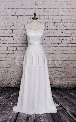 Abito da Sposa con Nastro in Chiffon in Pizzo con Fusciacca A Line