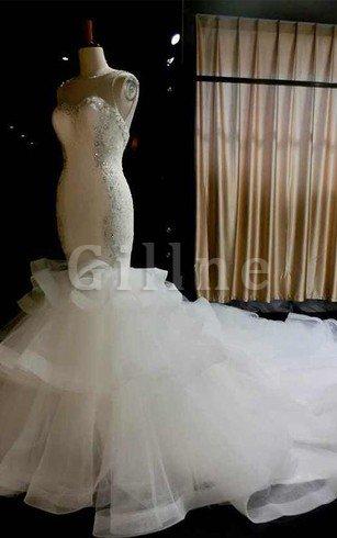 Abito da Sposa Naturale Shiena Sheer Sirena a Sala Puffy