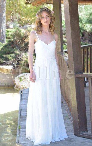 Abito da Sposa A Terra Schiena Nuda Semplice Lunghi in Chiffon