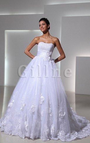 Abito da Sposa Cuore con Fusciacca in Tulle in Pizzo A Line