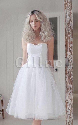 Abito da Sposa Cerniera Senza Maniche A Line in Tulle Cuore