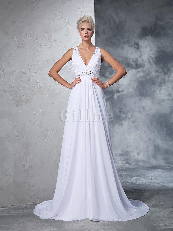 Abito da Sposa Principessa Lungo con Perline in Chiffon A Line