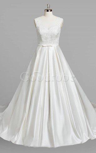 Robe de mariée v encolure avec perle jusqu'au sol fermeutre eclair a ligne