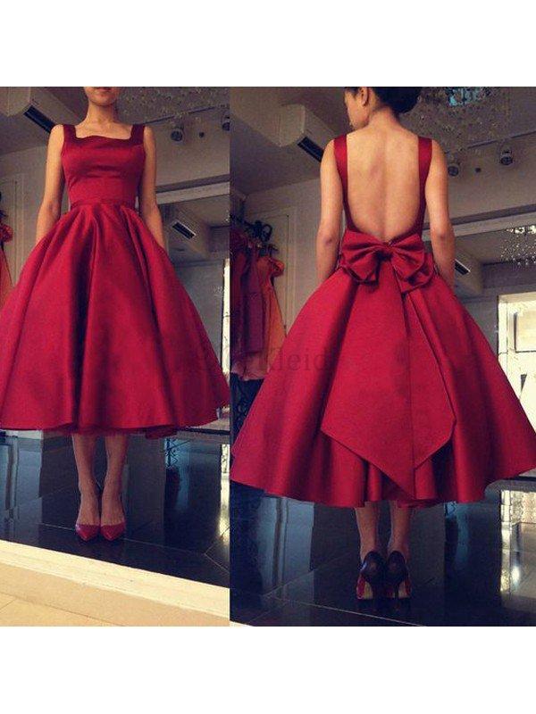 Ärmelloses A Linie Normale Taille Kurzes Cocktailkleid mit Quadrat Ausschnitt