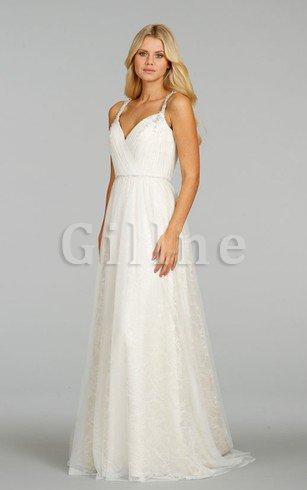 Abito da Sposa Buco Della Serratura Schiena Senza Maniche Corpetto Pieghe in Chiffon Semplice