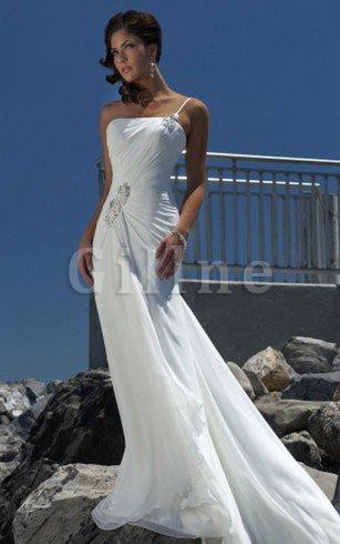 Abito da Sposa Monospalla con Festone Semplice Seducente Particolare