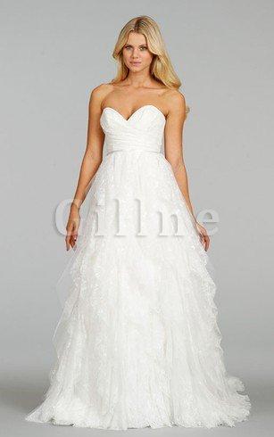 Abito da Sposa Naturale con Festone in Tulle Cuore A Line