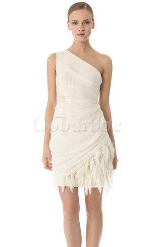 Robe de mariée naturel avec sans manches d'épaule asymétrique avec chiffon ruché