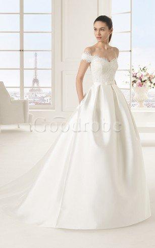 Robe de mariée distinguee classique boutonné ceinture en étoffe avec nœud