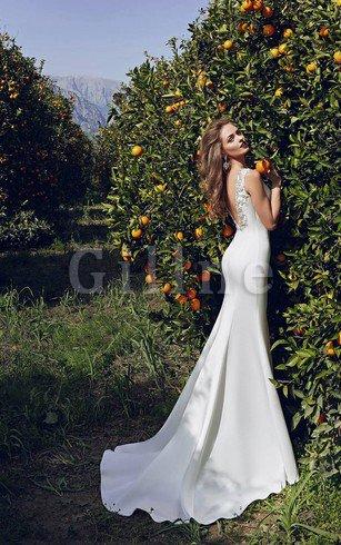 Abito da Sposa Senza Maniche Elegante A Terra con Applique Tubino