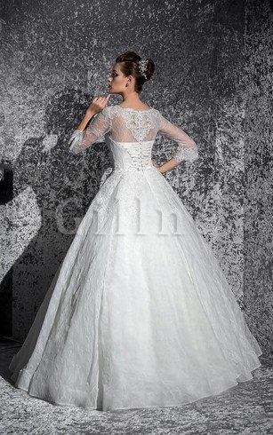 Abito da Sposa Coda A Strascico Corto con Applique Lunghi Vintage Ball Gown