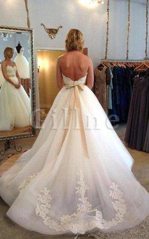 Abito da Sposa Cerniera Cuore Classico con Increspature Sexy