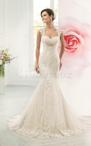 Robe de mariée longue impressioé trou de serrure appliques avec perle