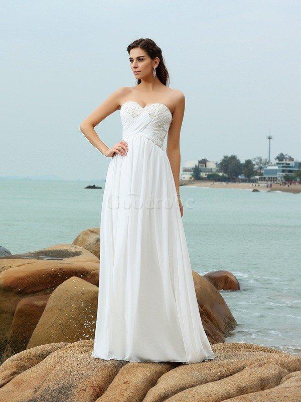 Robe de mariée avec chiffon de princesse manche nulle a plage de col en cœur