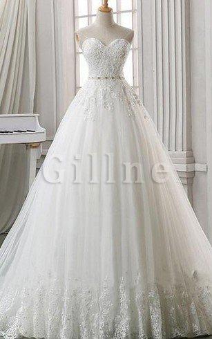 Abito da Sposa Alta Vita con Applique Impero Ball Gown Cuore