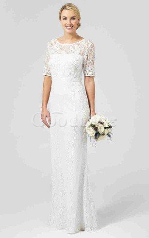 Robe de mariée delicat plissage de fourreau en dentelle col u profond