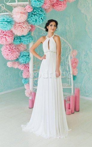 Robe de mariée décontracté simple en plage de traîne courte décolleté dans le dos