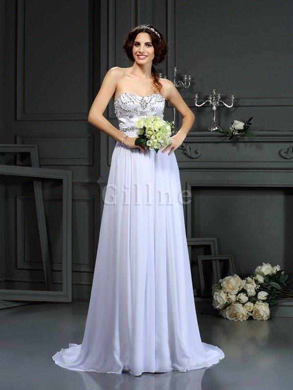 Abito da Sposa A Line Cuore Naturale in Chiffon Principessa