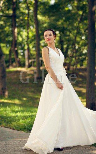 Abito da Sposa Semplice Naturale A Terra A Line con Fiore