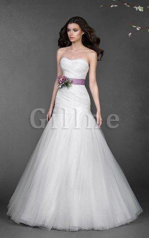 Abito da Sposa Sirena con Criss cross in Tulle A Terra Cuore