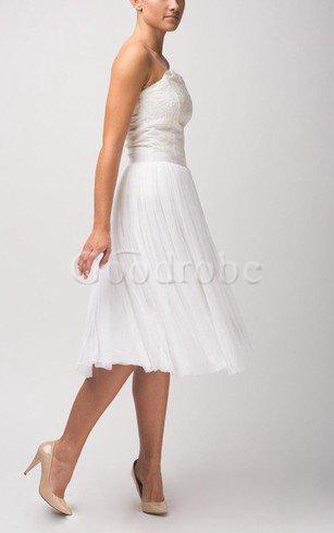 Robe de mariée décontracté de bustier en chiffon au niveau de genou en dentelle