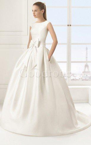 Robe de mariée delicat en satin de mode de bal avec bouton encolure ronde