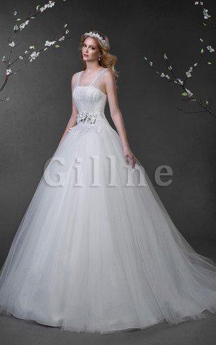 Abito da Sposa A Terra con Perline con Fiocco Lunghi Ball Gown